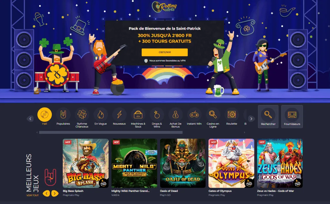 Rolling Slots Casino bonus de bienvenue Rolling Slots Casino Page d'accueil